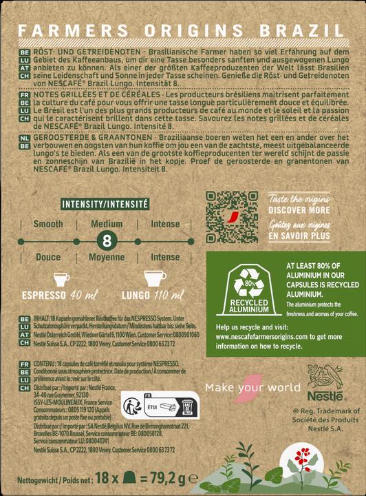Actual product image Nescafé Farmers Origins Brazil (18 x Port.)