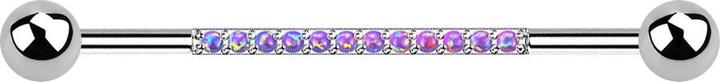 Produktbild Star Piercing Barbell silber mit zwei Kugeln zwölf Opale violett (ohne Messing, Titan G23)
