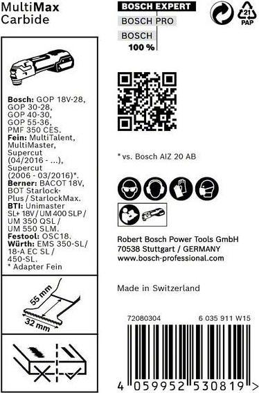Produktbild Bosch Professional Zubehör EXPERT MultiMax PAIZ 32 APIT Blatt für Multifunktionswerkzeuge, 32 mm, 10 Stück