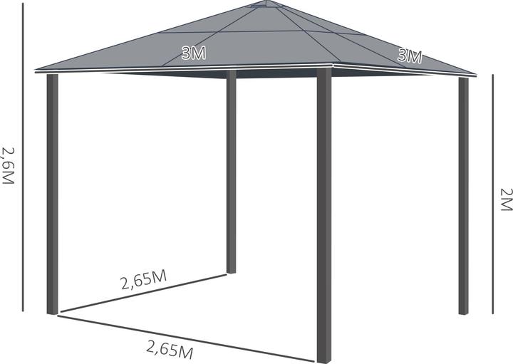 Image du produit Outsunny Pavillon de luxe avec toit translucide (300 cm, 300 cm)
