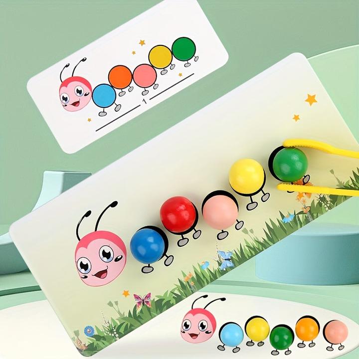 Immagine prodotto Activity Board Holzpuzzle mit Perlen " Farbzuordnung und Entwicklung der Feinmotorik, Lernspielzeug für Kinder