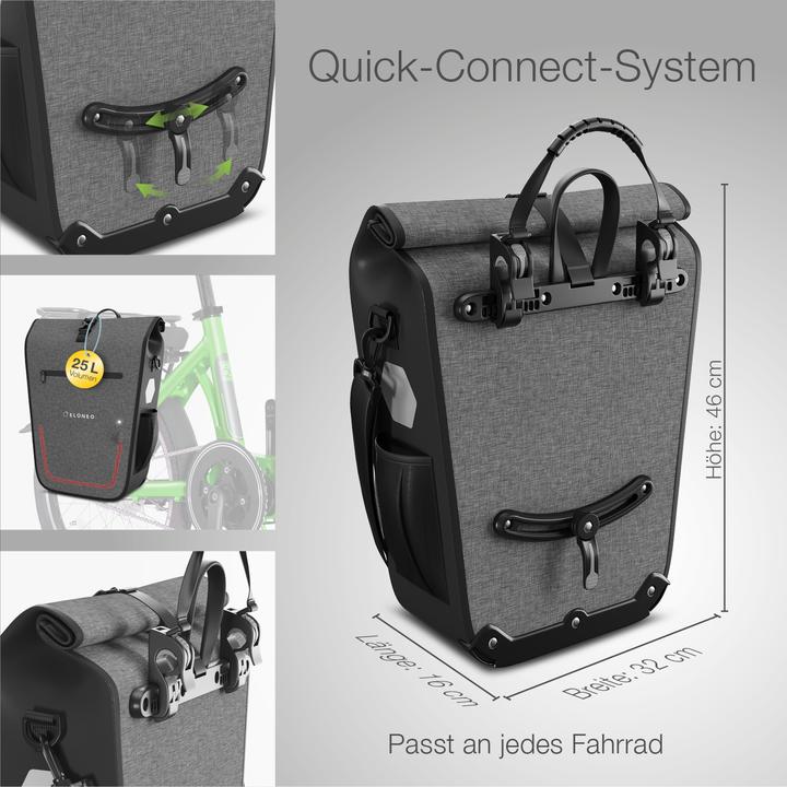 Produktbild Eloneo Fahrradtasche für Laptop (25 l, Gepäckträgertasche)