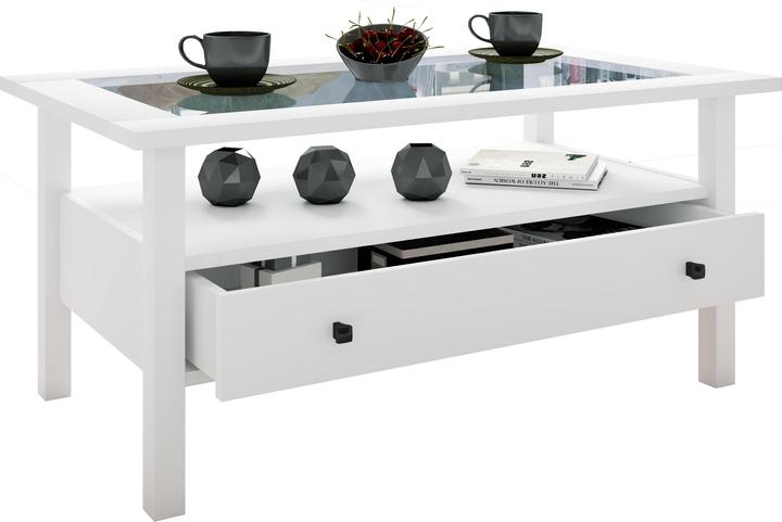 Produktbild VCM Holz Beistelltisch Couchtisch Sofatisch Wohnzimmertisch Schublade Lingis L (90 x 54 cm)