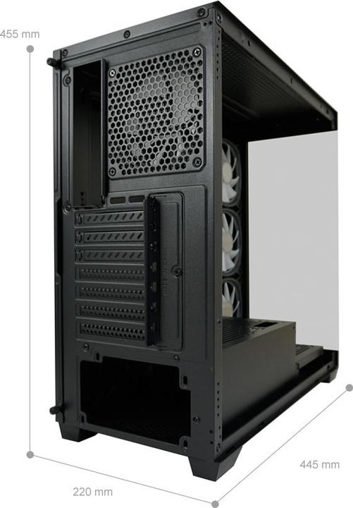 Actual product image LC-Power Housing MidiTower 715B black USB3.2/Audio,without power supply,SEAMLESS X (mATX, Mini-ITX, ATX)
