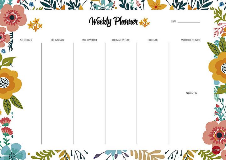 Actual product image Weekly Planner Flowers DIN A4 (A4, Soft cover, German)
