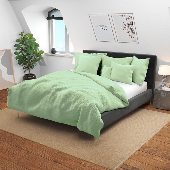 Actual product image Lotus Bettwaren Bettwäsche Satin Seersucker uni (Pillowcase, 40 x 40 cm)