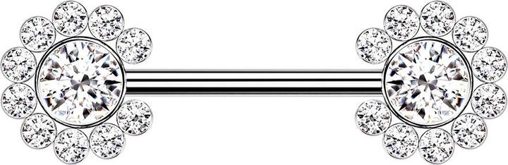 Produktbild Star Piercing Threadless Barbell silber Sonne mit Kristallen silber (ohne Messing, Chirurgenstahl 316L)