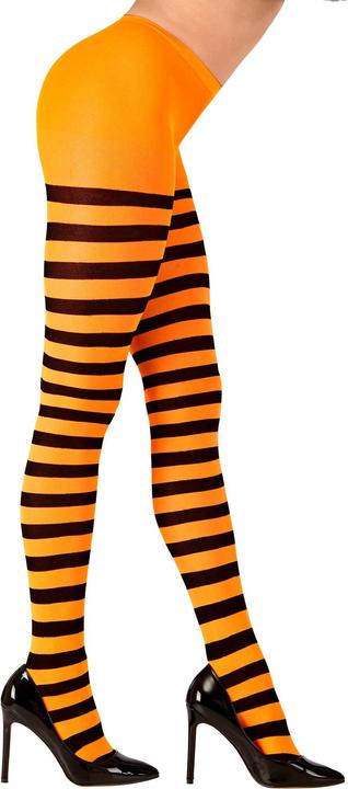 Actual product image Widmann Orange-Schwarz Gestreifte Strumpfhose 70 Den, XL