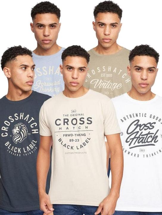 Actual product image Crosshatch Mens Fellmire Assorted Designs T-Shirt (Pack of 5) (S)