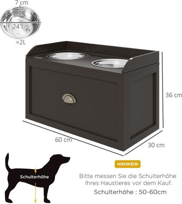 Immagine prodotto Swisshandel24 Ciotola per cani, ciotola per cibo da 2 x 2 litri, ciotola per cibo rialzata con cassetto, ciotola (2 l)