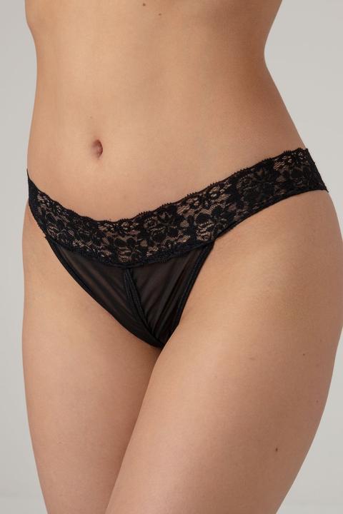 Actual product image Christine Le Duc Crotchless Thong - Black (XL)