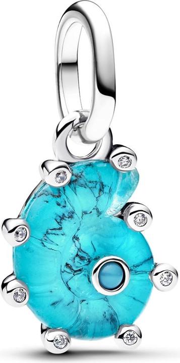 Image du produit Pandora Charm pendentif escargot de mer en verre de Murano bleu (Verre de Murano, Pierres de zirconium)