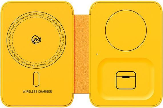 Image du produit Wekome Chargeur sans fil 3en1 avec MagSafe pour iPhone, Apple Watch et AirPods + miroir (jaune) (1 cm)