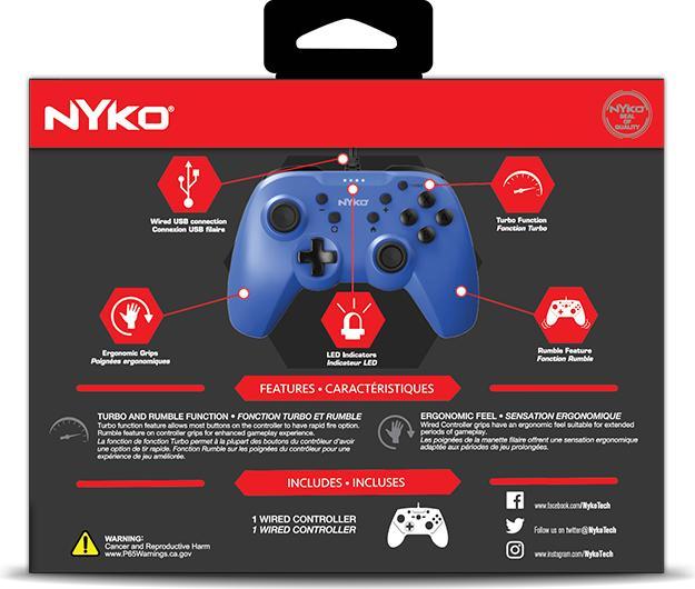 Actual product image Nyko Prime Wired Controller - Blue For Switch (Switch)