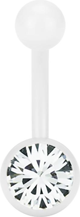 Actual product image Star Piercing Banane Pure White mit Swarovski Kristallkugel silber (without brass, Surgical steel 316L)