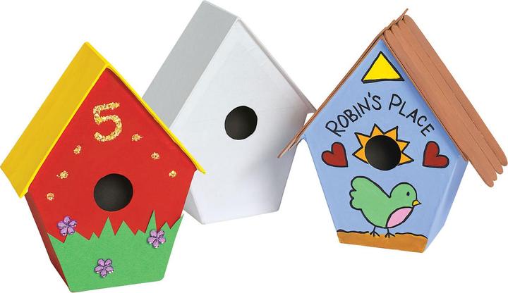 Actual product image Colorations Colouring - Decorate your own papier-mâché birdhouse, set of four