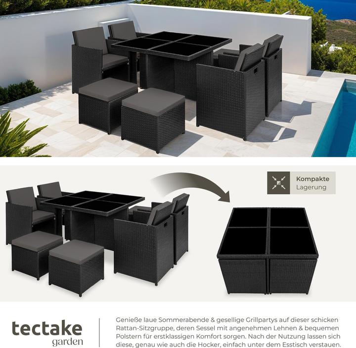 Immagine prodotto tectake set da giardino in rattan e alluminio Manhattan, variante 2 (100 cm)