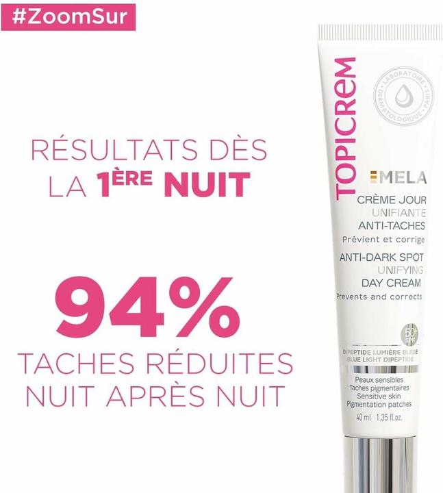 Actual product image Topicrem Mela Anti-Dark Spot Unifying Day Cream ujednolicający krem przeciw plamom na dzień SPF50+ (40 ml, Day cream, SPF 50+)