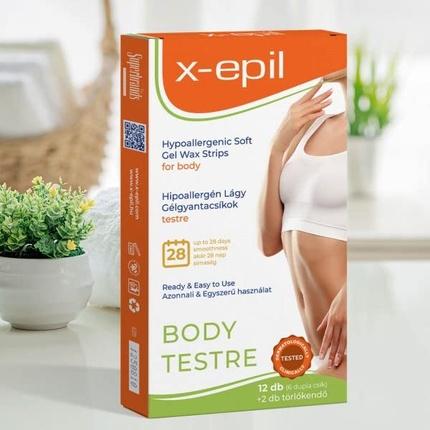 X-epil Soft Gel Wax Strips Hypoallergenic Hair Removal Solution 12 Count