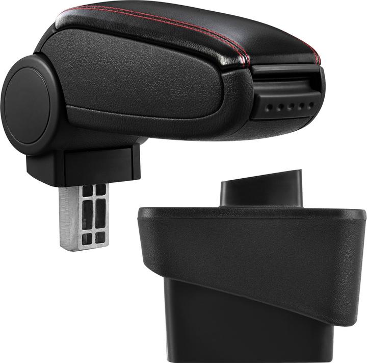 Actual product image Pro-Tec Audi A1 centre armrest with storage compartment imitation leather black with red stitching