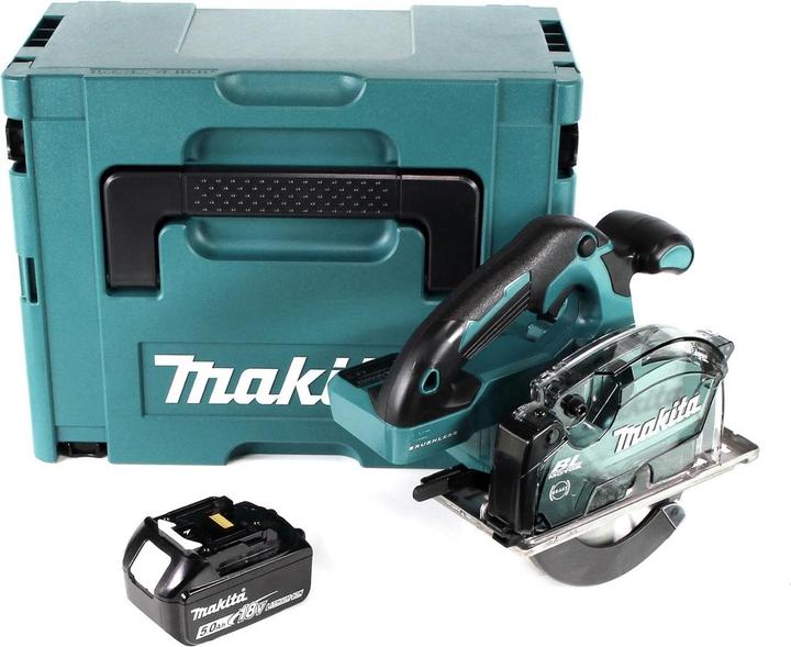 Produktbild Makita DCS 553 T1J Akku Metallhandkreissäge 18V 150 mm Brushless + 1x Akku 5,0Ah + Makpac - ohne Lad
