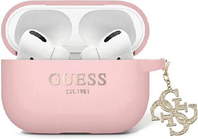 Produktbild Guess GUAP2LECG4P AirPods Pro 2 cover różowy/pink Liquid Silicone Glitter Triangle Charm (Kopfhörer Tasche)