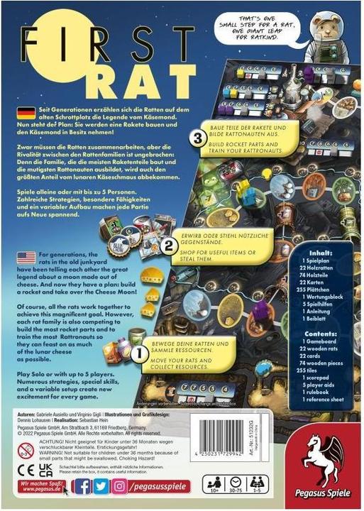 Immagine prodotto Pegasus 51232G - First Rat - Gioco da tavolo, per 1-5 giocatori dai 10 anni in su (edizione DE/EN) (Inglese)