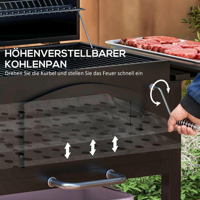 Image du produit Swisshandel24 Barbecue au charbon de bois BBQ Barbecue de jardin avec couvercle, étagères, fumoir, plaque (54 cm)