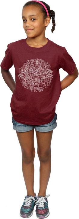 Actual product image Star Wars Girls Christmas Death Star Cotton T-Shirt (140, 146)