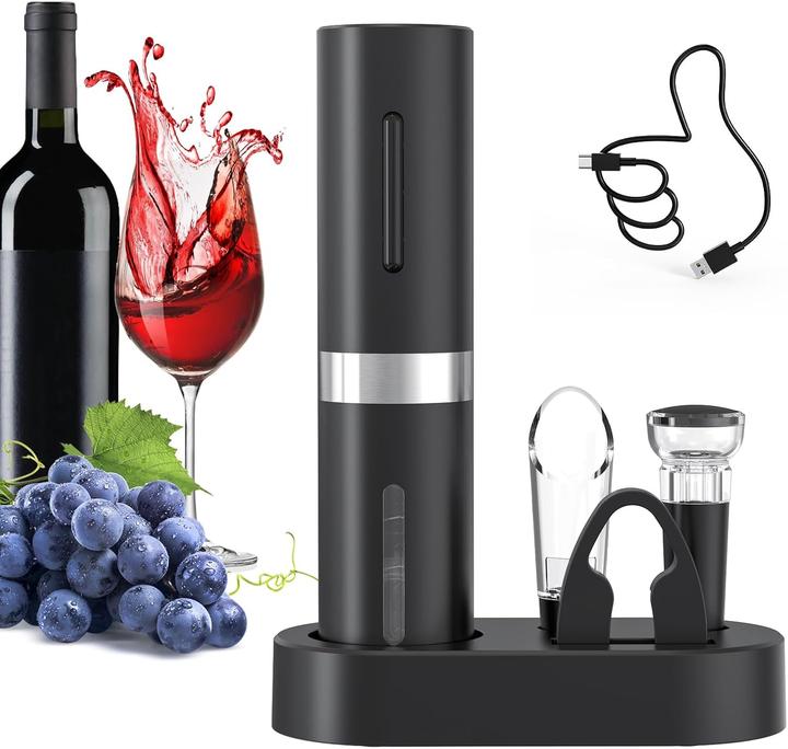 Immagine prodotto CircleJoy Cavatappi elettrico con tagliacapsule e versatore per vino (Cavatappi elettrico)