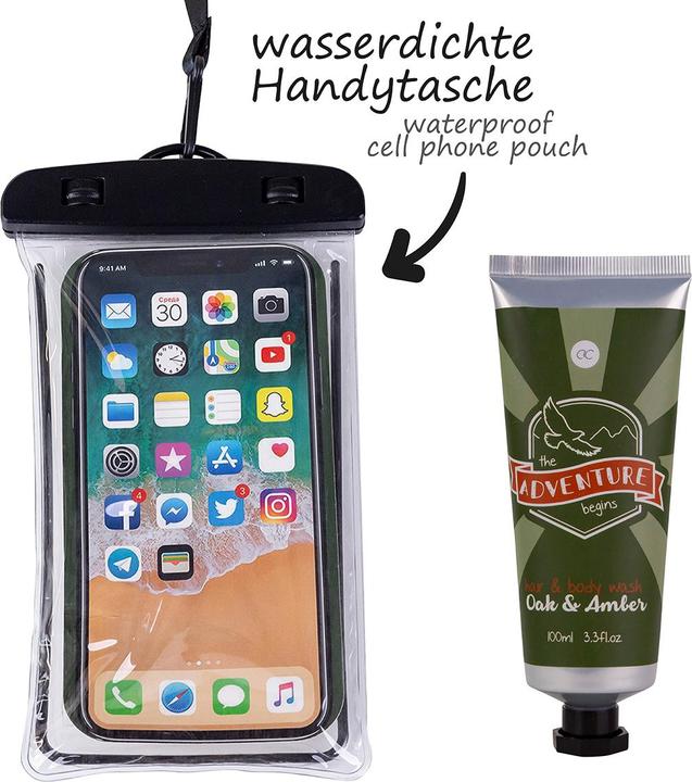 Immagine prodotto Accentra Set da bagno ADVENTURE COLLECTION con custodia impermeabile per cellulare, incluso 100 ml di (Set da barba)