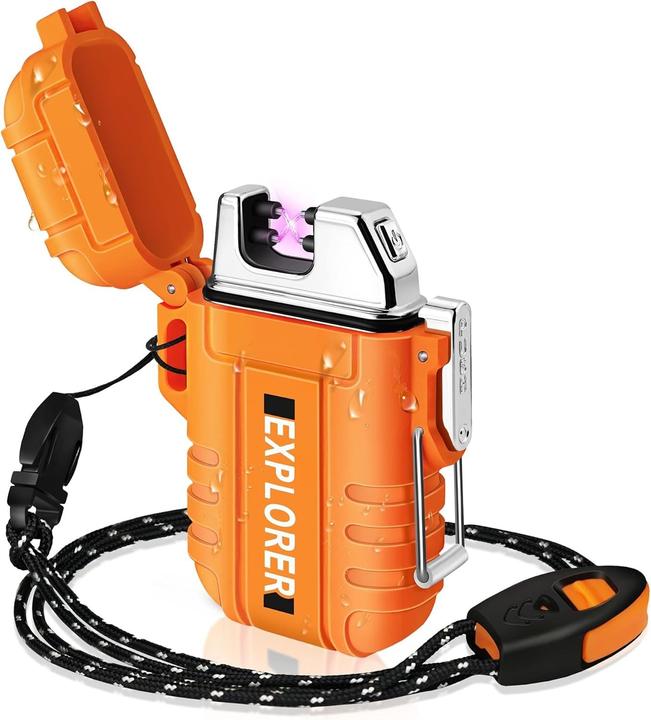 Image du produit Swissdetector Briquet électrique à double arc - rechargeable USB - étanche - Orange