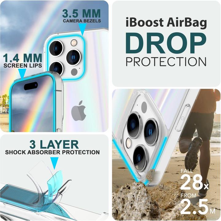 Produktbild Nalia Klare Hartglas Hülle Regenbogen Effekt (Apple iPhone 15 Pro Max)