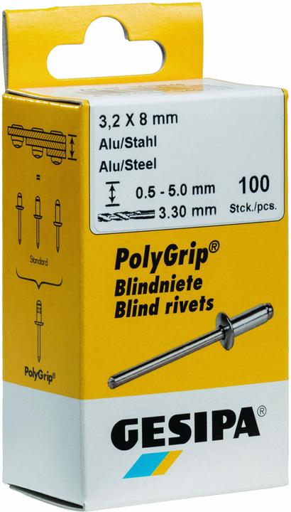 Actual product image Gesipa Blind rivets aluminium/steel 4x17 mm PolyGrip mini-pack with 50 pieces