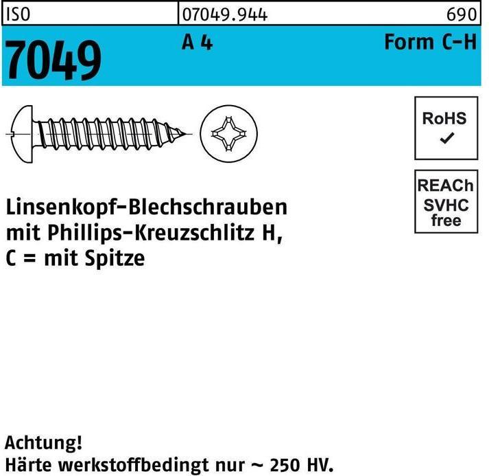 Produktbild Blechschraube ISO 7049 LIKO m.Spitze/Kreuzschlitz-PH C 4,8 x 19 -H A 4 (500 Schrauben pro Stück)