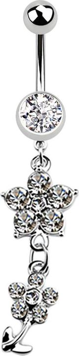 Immagine prodotto Star Piercing Banana in argento con ciondolo a due fiori di cristallo in argento (Acciaio chirurgico 316L)
