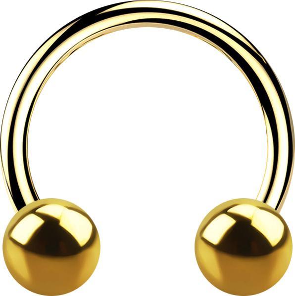 Actual product image Star Piercing Micro Circular Barbell gold-plated with two balls (without brass, Surgical steel 316L)