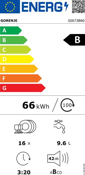 Energie-Label Gorenje GORE Einbau-Geschirrspüler