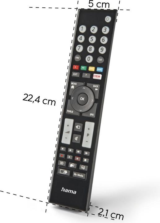 Produktbild Hama Universal-Fernbedienung für Grundig TVs, IR, lernfähig, leuchtende Tasten (Universal Fernbedienung, Infrarot)
