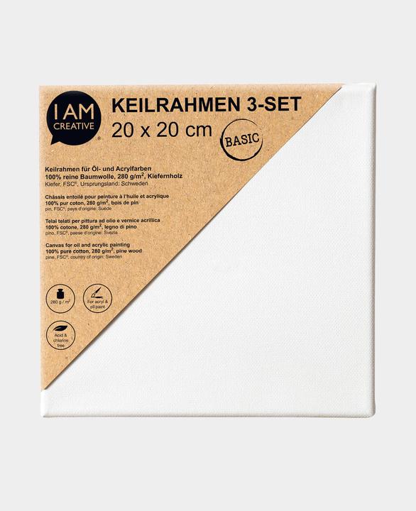 Produktbild I Am Creative Keilrahmen 3-Set BASIC (20 x 20 cm)