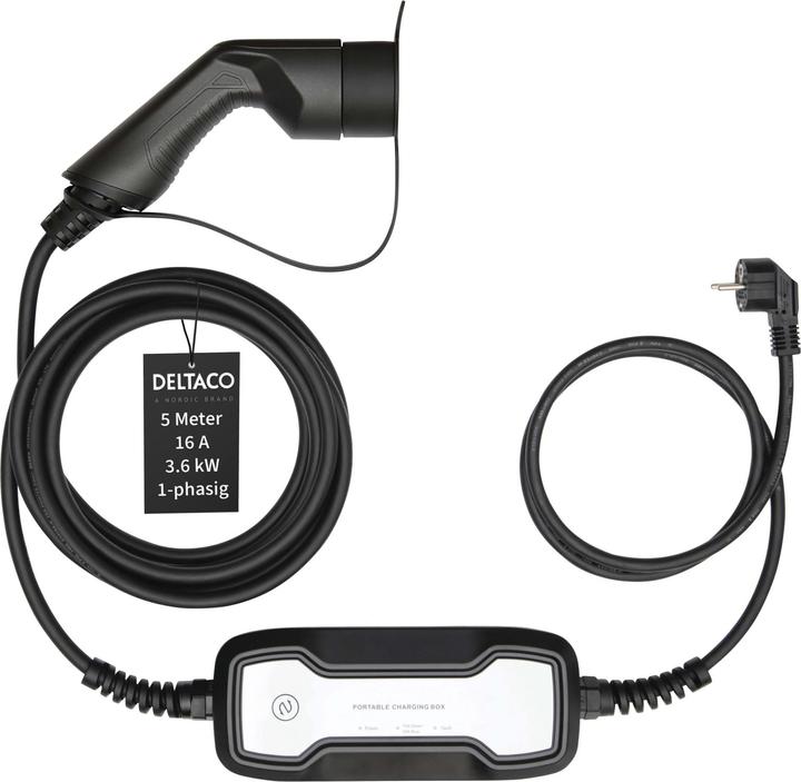 Deltaco Cavo di ricarica EV (CEE 7/7, 3.60 kW, 16 A, 5 m)