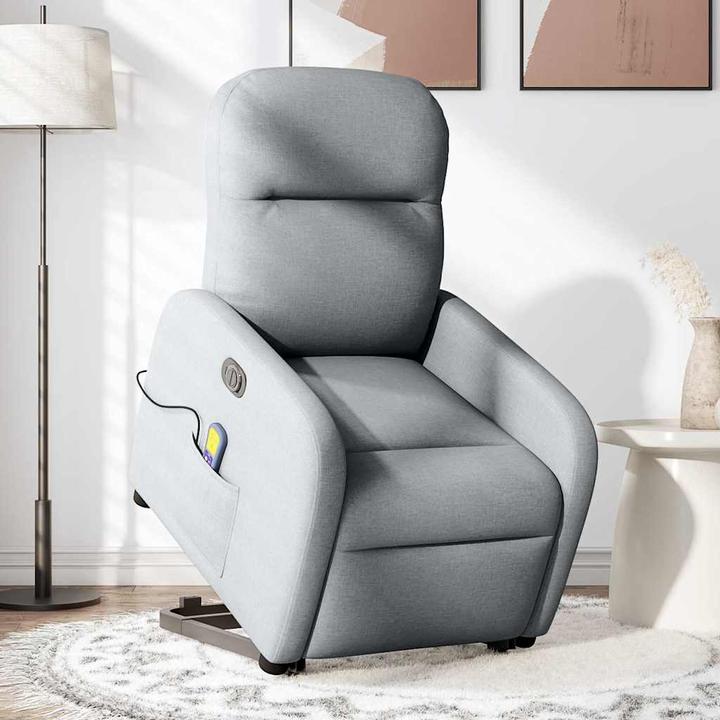 Immagine prodotto VidaXL Poltrona massaggiante elettrica con ausilio per la posizione eretta Tessuto grigio chiaro