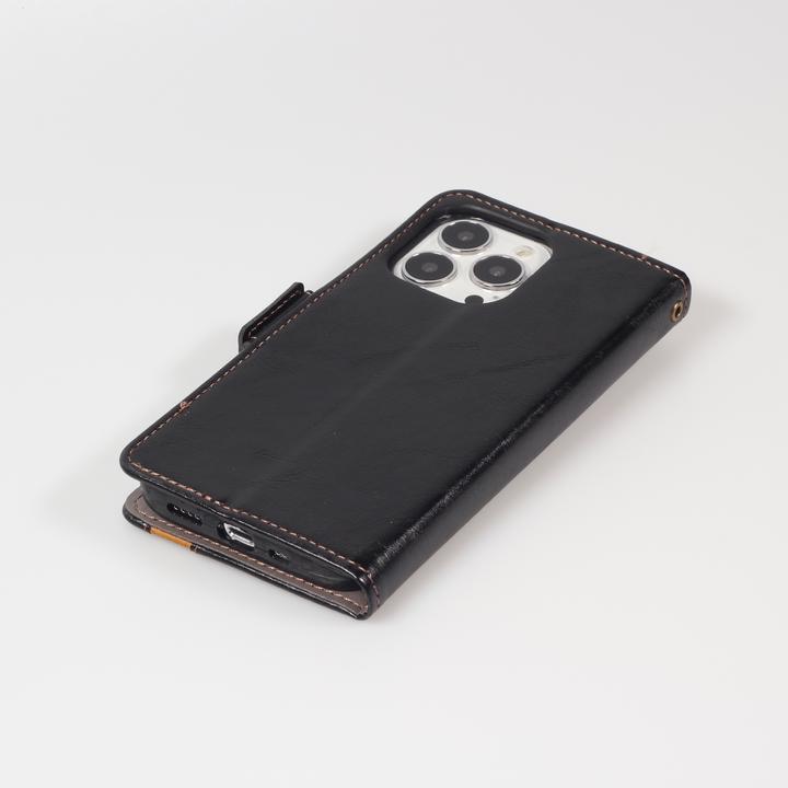 Produktbild PhoneLook Leder Tasche Flip Wallet mit Akzentstreifen & Kartenhalter (Apple iPhone 13 Pro)