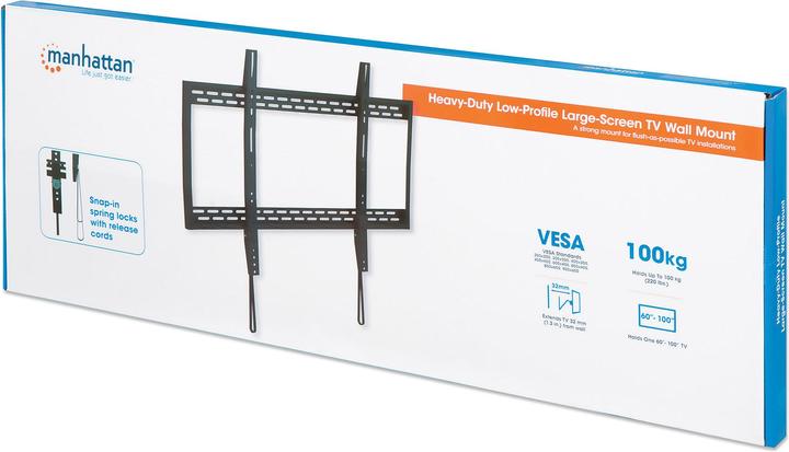 Actual product image Manhattan Heavy-Duty Low-Profile Large-Screen TV Wall Mount (Wall, 100", 100 kg)