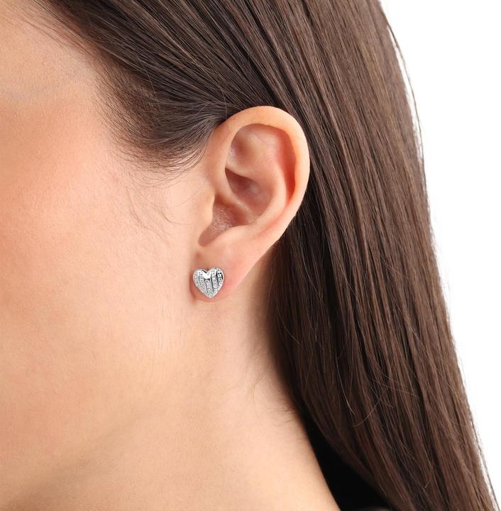 Actual product image S.Oliver Ear jewellery for ladies, 925 Sterling silver, zirconia synth. | heart (Silver 925)
