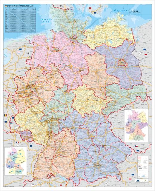 Produktbild Orga-Karte Deutschland 1 : 750 000. Wandkarte Grossformat ohne Metallstäbe (Deutsch, 1997)