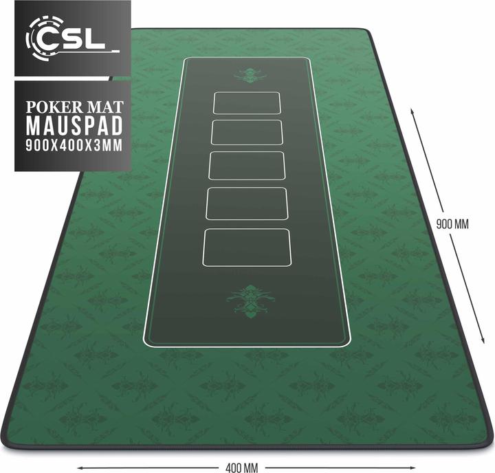 Produktbild CSL XXL Mauspad 900x400mm, Poker Mousepad, Schreibtischunterlage, Pokertisch Auflage, Pokermatte Grün