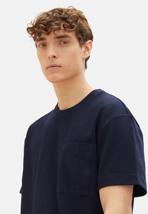 Actual product image Tom Tailor T-Shirt Kurzarmshirt structured mit Brusttasche (S)