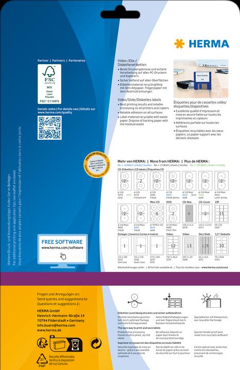 Actual product image HERMA ZIP disc labels A4
