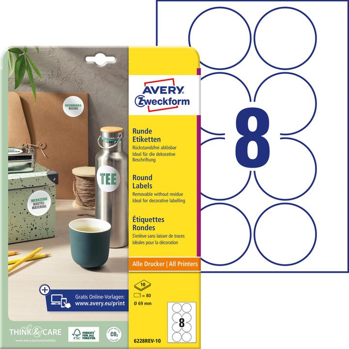 Productafbeelding Avery Ronde etiketten, verwijderbaar